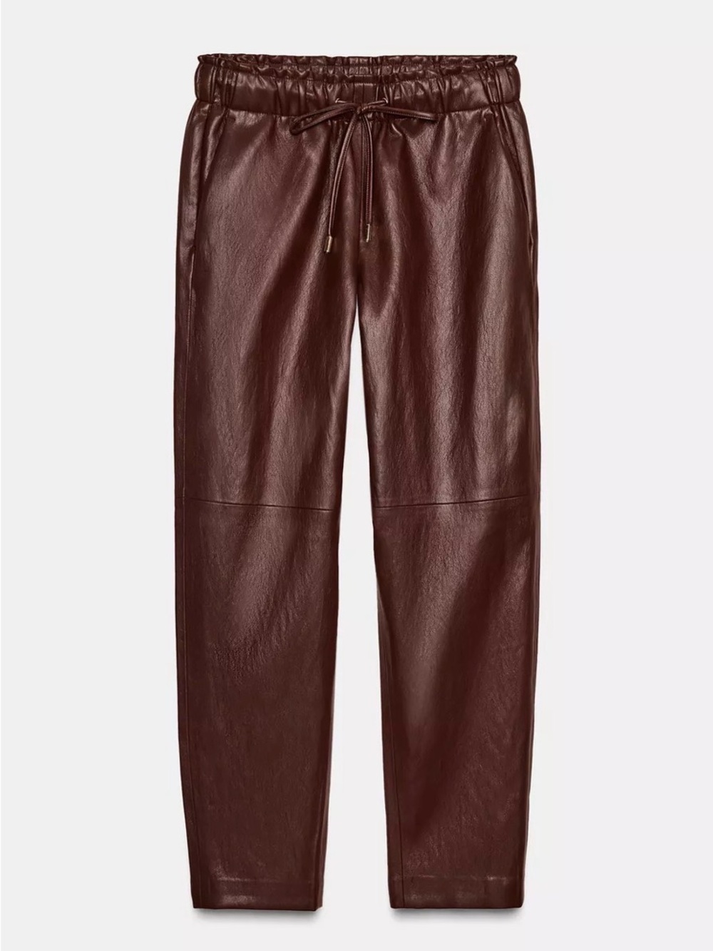 Zara Faux Leather Jogger Pants - Burgundy